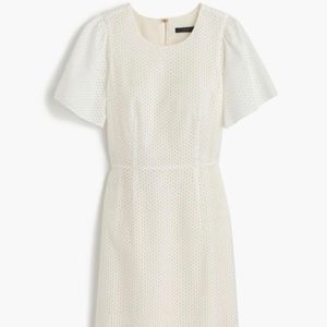 J. Crew White Eyelet Dress with Flutter Sleeve